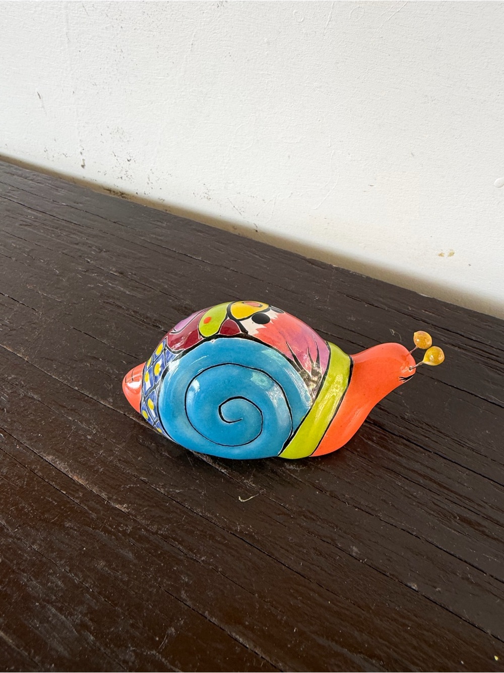 Colorful Pink Talavera Snail Decoration